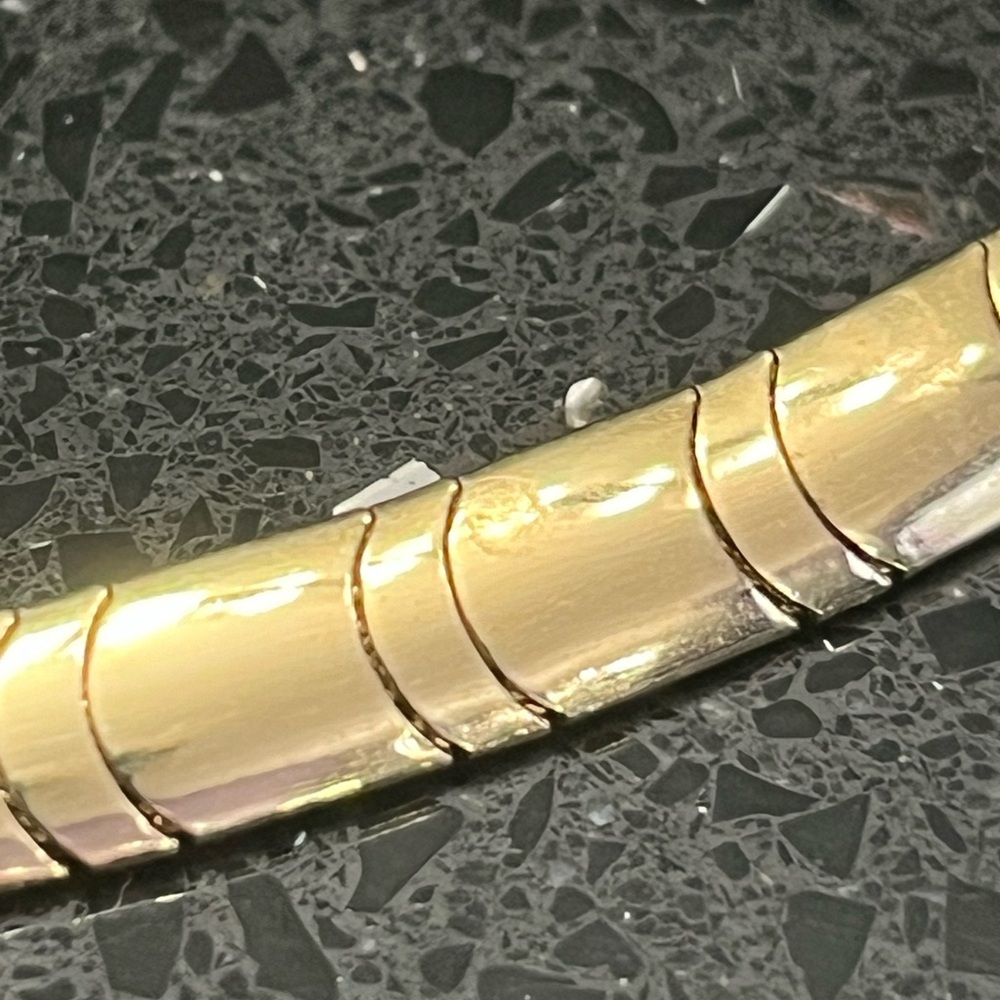 18k Gold Technibond mirrored dome omega polished flexible necklace vintage HSN - Picture 4 of 4